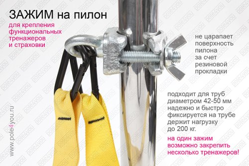 Зажим на пилон Fab Pole - для подвеса полотен и петель TRX фото 9