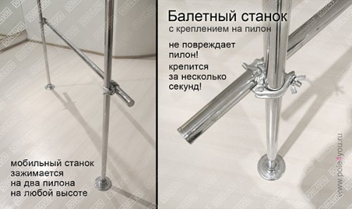 Балетный станок с креплением на пилон! - мобильный хореографический станок фото 4